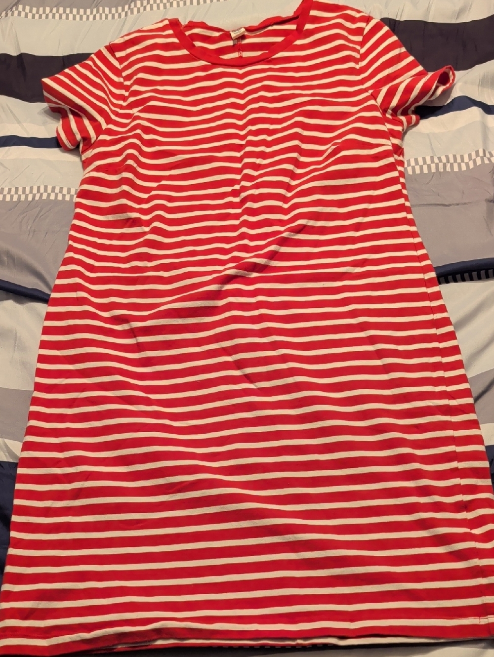Old Navy Red and White Striped T-Shirt Dress